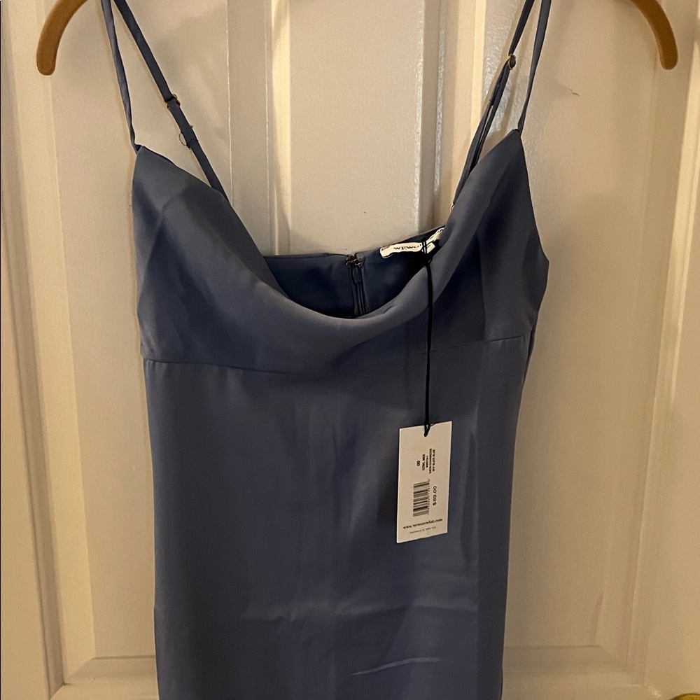 WeWoreWhat Blue Satin Chemise